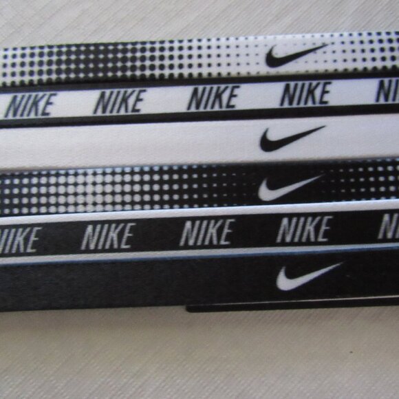 NIKE Women's Hairbands 6 Pack printed Logo Sports Headband -Black/White Swoosh - Picture 3 of 3